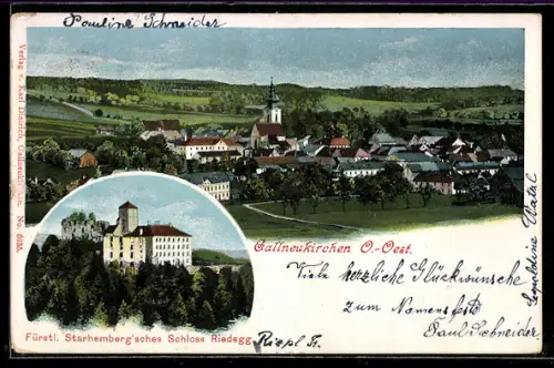 AK Gallneukirchen /Ob. Öst., Gesamtansicht aus der Vogelschau, Schloss Riedegg