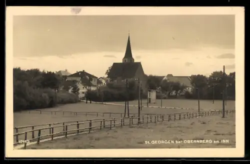 AK St. Georgen bei Obernberg, Ortspartie mit Kirche