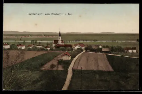 AK Kirchdorf a. Inn, Blick über Ort und Felder