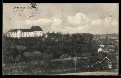AK Neuhaus /Ob.-Öst., Ortspartie mit Schloss