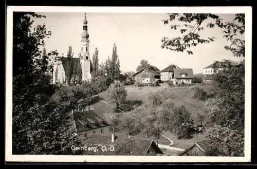 AK Geinberg /O.-D., Ortspartie mit Kirche