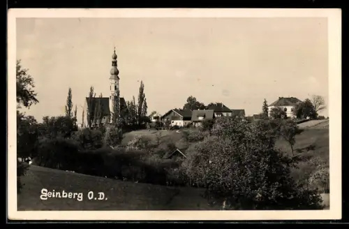 AK Geinberg /O.-D., Ortspartie mit Kirche