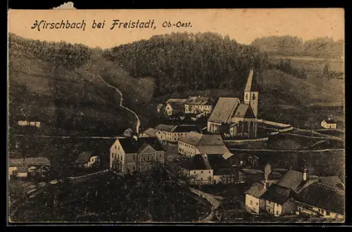 AK Hirschbach bei Freistadt, Teilansicht mit Kirche