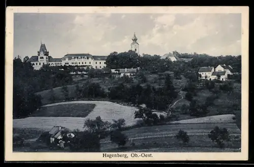 AK Hagenberg /Ob.-Oest., Ortspartie mit Schloss