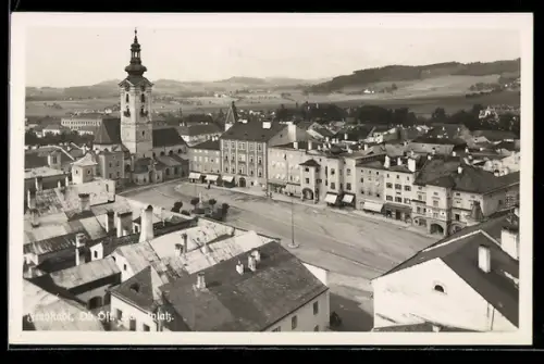 AK Freystadt /Ob.-Öst., Hauptplatz mit Kirche