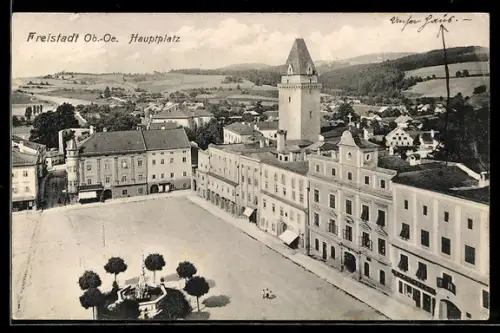 AK Freistadt /Ob.-Oe., Hauptplatz mit Brunnen