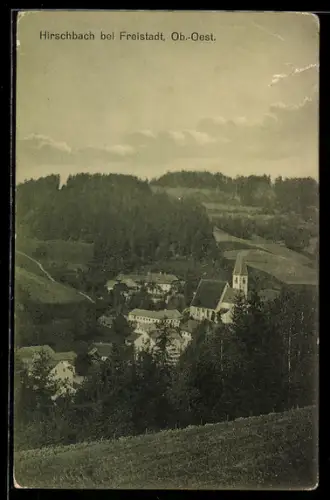 AK Hirschbach bei Freistadt, Teilansicht mit Kirche