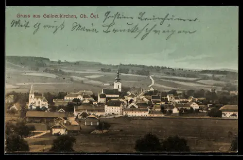 AK Gallneukirchen /Ob.-Öst., Teilansicht mit Kirche