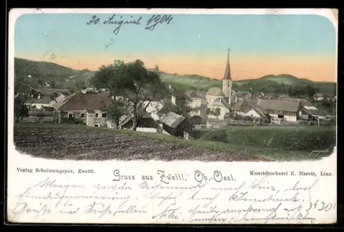 AK Zwettl /Ob.-Oest., Teilansicht mit Kirche