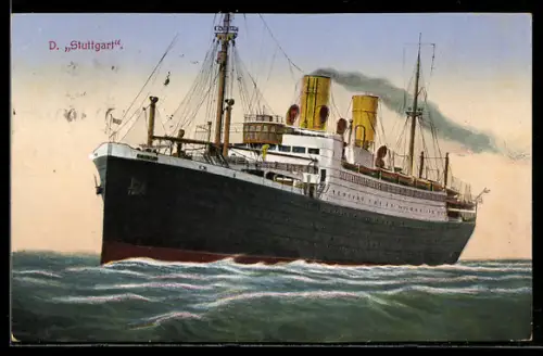 AK Passagierschiff Stuttgart vom Norddeutschen Lloyd Bremen auf See