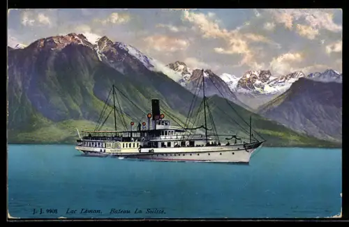 AK Dampfer La Suisse in Fahrt auf dem Genfer See