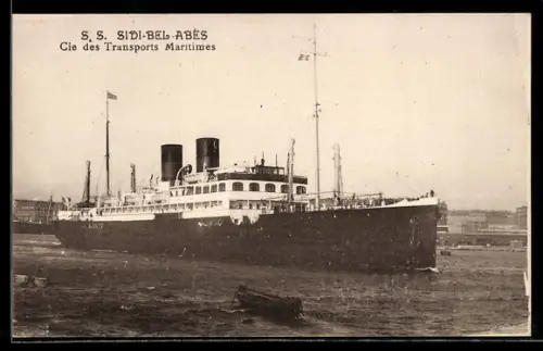 AK Passagierschiff S.S. Sidi-Bel-Abbes der Cie. des Transports Maritimes im Hafen