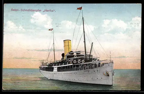 AK Passagierschiff Hertha auf See