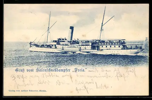 AK Passagierschiff Freia in Fahrt