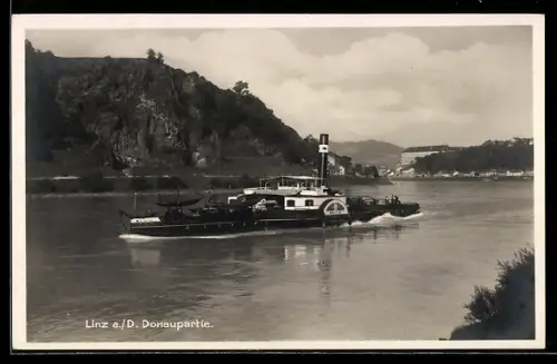 AK Tschechoslowakischer Schleppdampfer Orlice der C.S.D. auf der Donau vor Linz