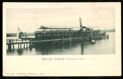 AK Dampfer Luitpold an der Anlegebrücke auf dem Starnberger See