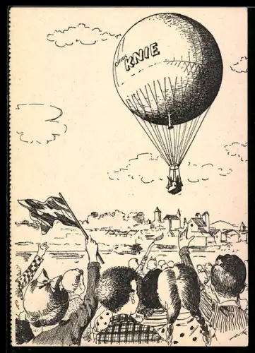 AK Mollis, Stempel der Ballonpost, Heissluftballon wird feierlich empfangen