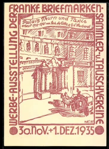 AK Frankfurt /Main, Werbe-Ausstellung d. Frankf. Briefmarkensammler- und Tauschvereine 1935, Thurn & Taxis, Ganzsache