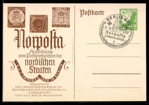 AK Berlin, Ausstellung von Postwertzeichen der nordischen Staaten Norposta 1938, Ganzsache, 