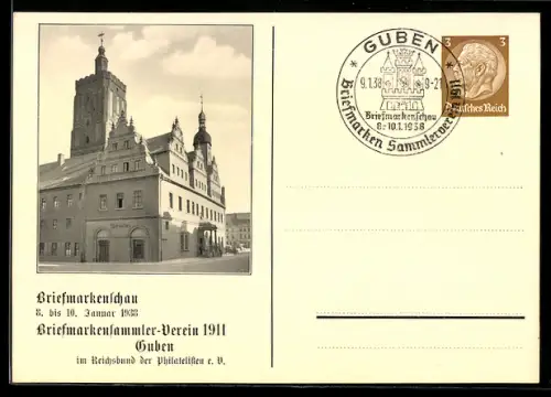 AK Guben, Briefmarkenschau 1938, Briefmarkensammler-Verein 1911, Ganzsache