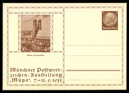 AK München, Müpa 1935, Die Frauenkirche, Ganzsache