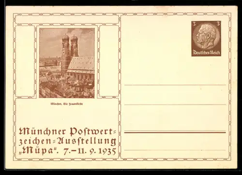 AK München, Müpa 1935, Die Frauenkirche, Ganzsache