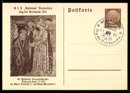 AK Regensburg, BSV Ratisbona, Tag der Briefmarke 1938, , Ganzsache