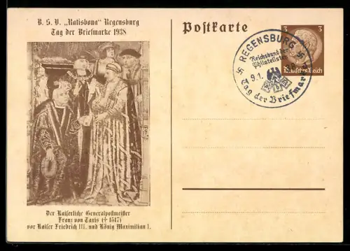 AK Regensburg, BSV Ratisbona, Tag der Briefmarke 1938, , Ganzsache