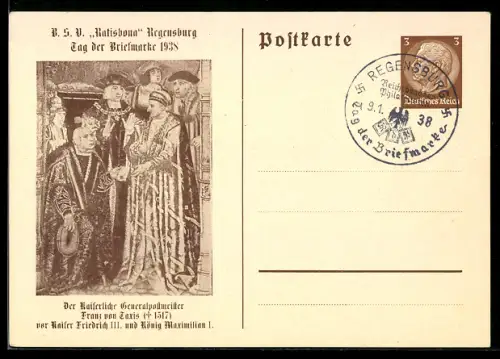 AK Regensburg, BSV Ratisbona, Tag der Briefmarke 1938, , Ganzsache