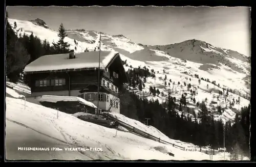 AK Meissnerhaus /Tirol, Berghütte im Schnee