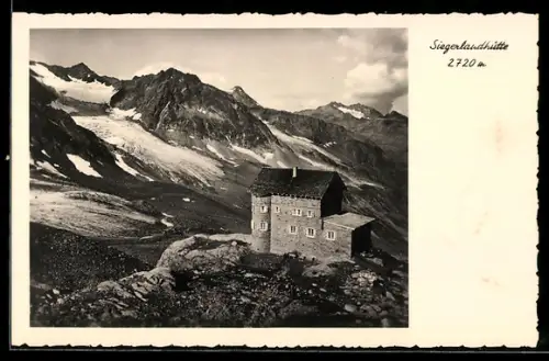 AK Siegerlandhütte /Ötztal, Berghütte aus der Vogelschau