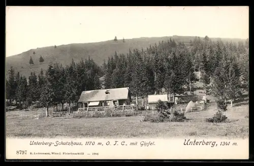 AK Unterberg-Schutzhaus, Berghütte mit Gipfel