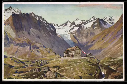 AK Franz-Senn-Hütte, Ansicht aus der Ferne