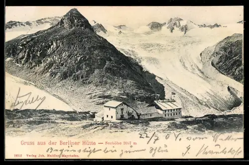 AK Berliner Hütte, Berghütte mit Gletscher