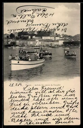 AK Cannes, Arrivée des canots de l`escadre