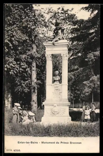 AK Evian-les-Bains, Monument du Prince Bracovan