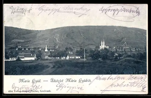 AK Maria Gyüd, Ortsansicht mit Kirche