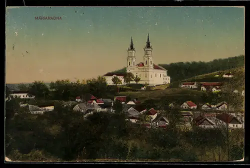 AK Máriaradna, Wallfahrtskirche und Ortsansicht