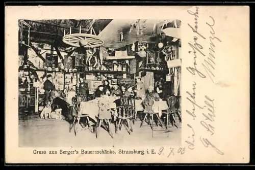 AK Strassburg i. E., Gruss aus Serger`s Bauernschänke