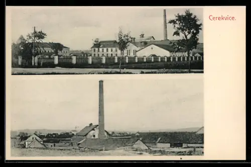 AK Cerekvice, Fabrikgebäude mit Schornstein