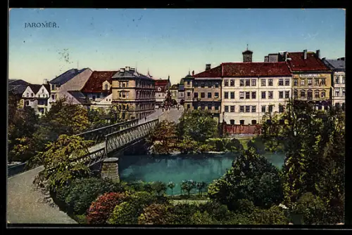 AK Josefstadt / Josefov / Jaromer, Ortsansicht mit Brücke
