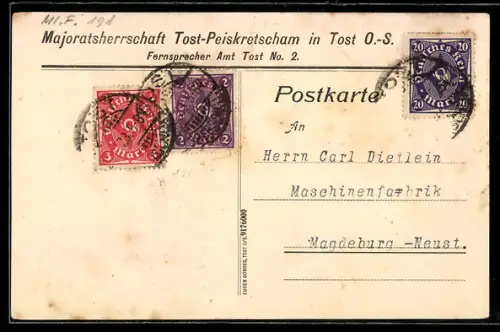 AK Tost /O.-S., Korrespondenzkarte Schloss-Tost