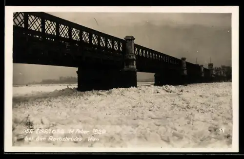 AK Wien, Eisstoss auf der Donau bei der Reichsbrücke 1929