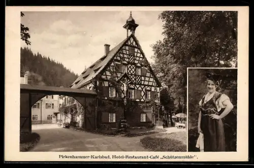 AK Pirkenhammer-Karlsbad, Hotel-Restaurant Schützenmühle