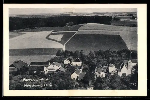 AK Mörschwang /O.-Ö., Fliegeraufnahme des Ortes