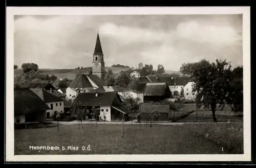 AK Mehrnbach b. Ried, Ortsansicht mit Kirche