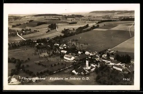 AK Kirchheim im Innkreis, Fliegeraufnahme des Ortes