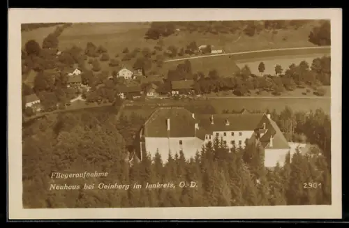 AK Neuhaus bei Geinberg, Fliegeraufnahme mit Wald