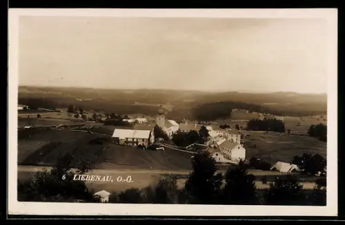 AK Liebenau /O. Ö., Panorama mit Ortschaft und Kirche