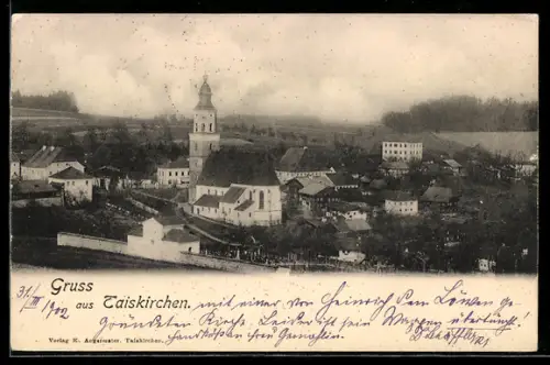 AK Taiskirchen, Ortsansicht mit Kirche